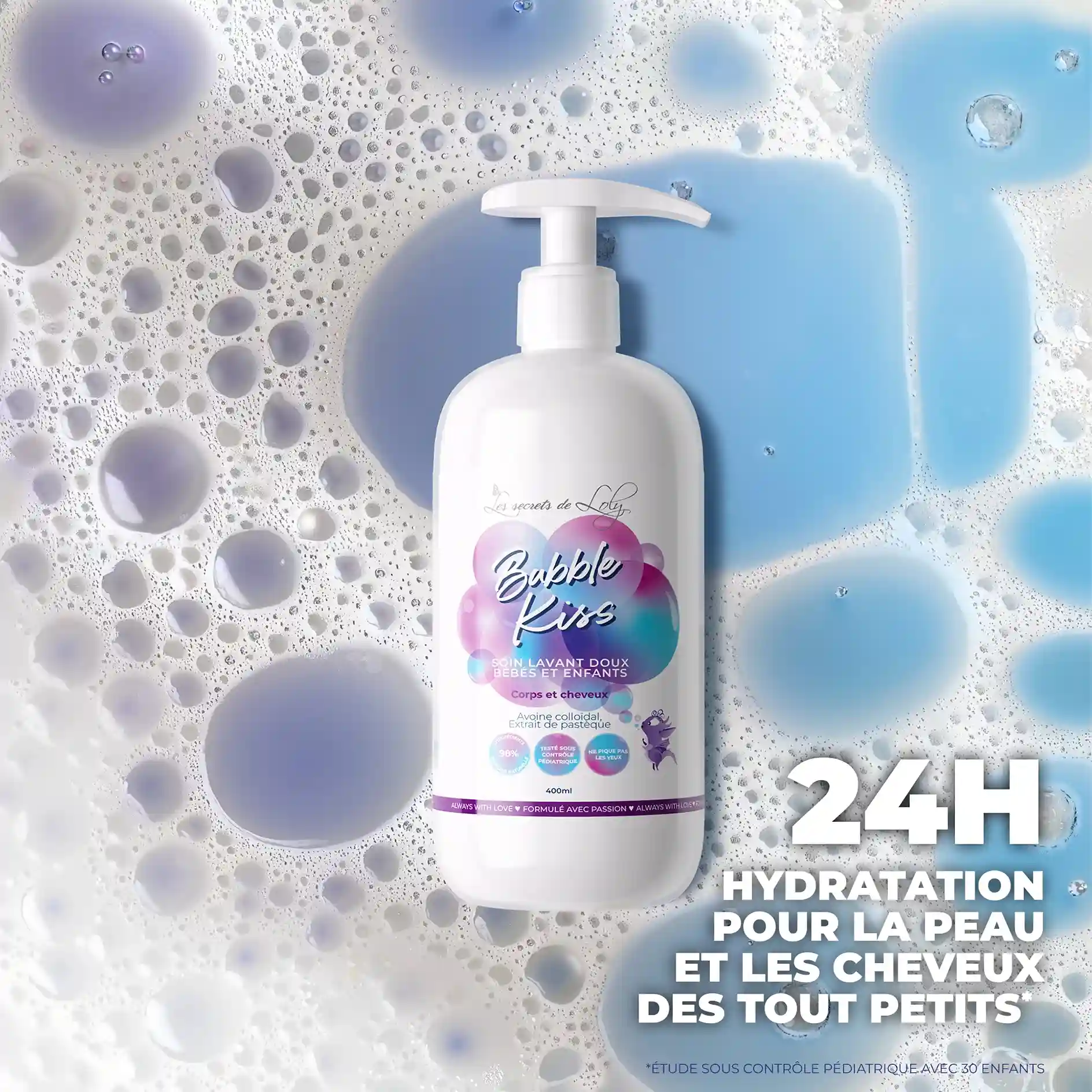 Bubble Kiss - Soin lavant doux bébés et enfants - Corps et cheveux 400ml - Image 3